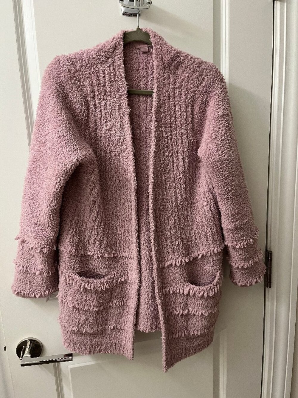 Barefoot Dreams CozyChic Boardwalk Orchid Pink Open Cardigan Size Medium